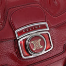 CELINE Boogie Bag Hand Bag Patent Red Silver Auth BA16250A-14