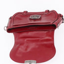 CELINE Boogie Bag Hand Bag Patent Red Silver Auth BA16250A-15