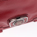 CELINE Boogie Bag Hand Bag Patent Red Silver Auth BA16250A-17