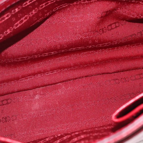 CELINE Boogie Bag Hand Bag Patent Red Silver Auth BA16250A