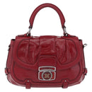 CELINE Boogie Bag Hand Bag Patent Red Silver Auth BA16250A-2