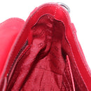 CELINE Boogie Bag Hand Bag Patent Red Silver Auth BA16250A-20