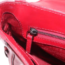 CELINE Boogie Bag Hand Bag Patent Red Silver Auth BA16250A-22
