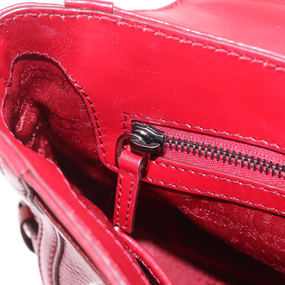 CELINE Boogie Bag Hand Bag Patent Red Silver Auth BA16250A
