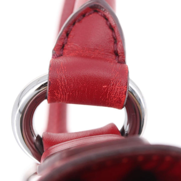 CELINE Boogie Bag Hand Bag Patent Red Silver Auth BA16250A