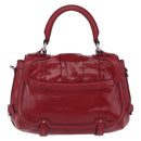 CELINE Boogie Bag Hand Bag Patent Red Silver Auth BA16250A-3