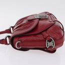 CELINE Boogie Bag Hand Bag Patent Red Silver Auth BA16250A-5