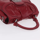 CELINE Boogie Bag Hand Bag Patent Red Silver Auth BA16250A-6