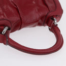 CELINE Boogie Bag Hand Bag Patent Red Silver Auth BA16250A-7