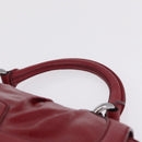 CELINE Boogie Bag Hand Bag Patent Red Silver Auth BA16250A-8