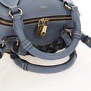Chloe Dahlia Hand Bag Leather 2way Light Blue Gold Tone Auth BA16258V-11