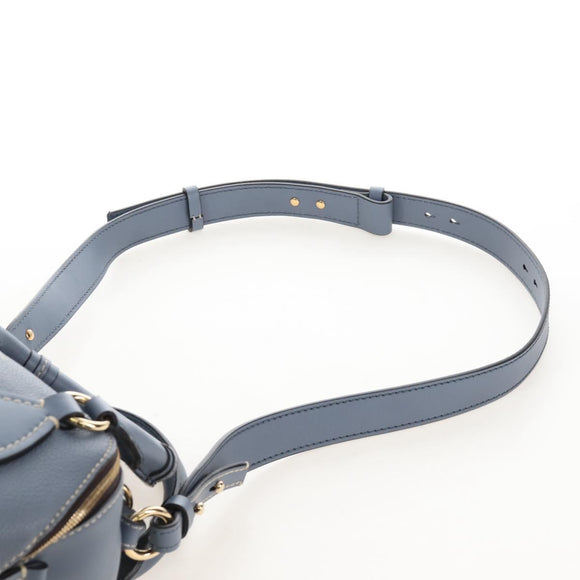 Chloe Dahlia Hand Bag Leather 2way Light Blue Gold Tone Auth BA16258V