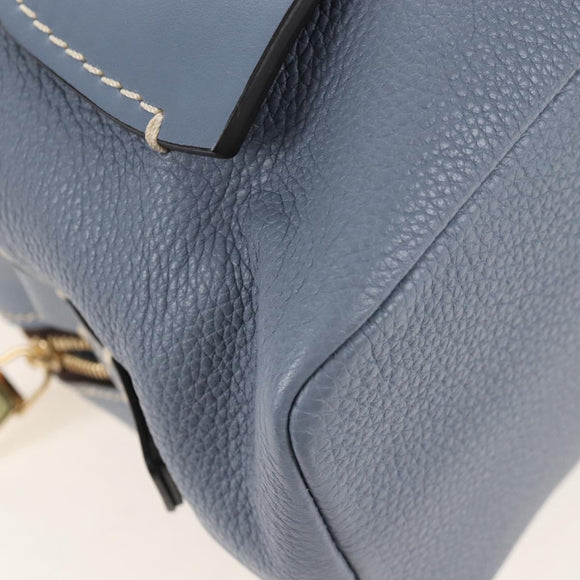 Chloe Dahlia Hand Bag Leather 2way Light Blue Gold Tone Auth BA16258V