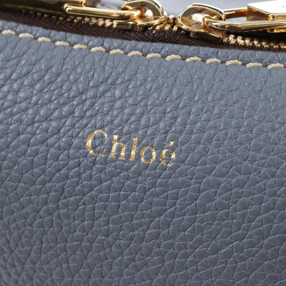 Chloe Dahlia Hand Bag Leather 2way Light Blue Gold Tone Auth BA16258V