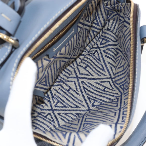 Chloe Dahlia Hand Bag Leather 2way Light Blue Gold Tone Auth BA16258V