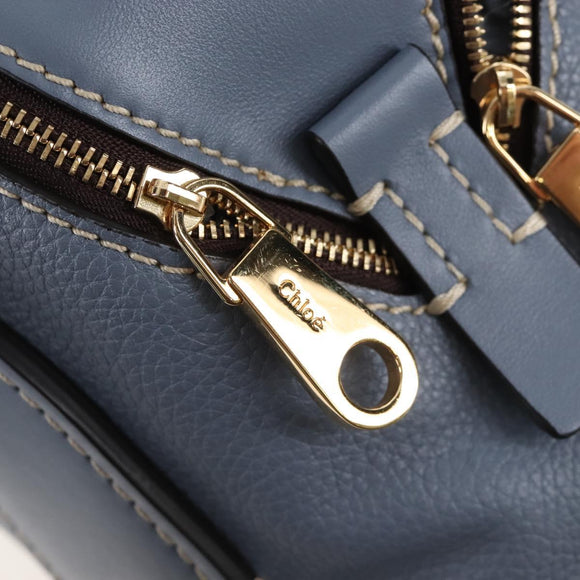 Chloe Dahlia Hand Bag Leather 2way Light Blue Gold Tone Auth BA16258V