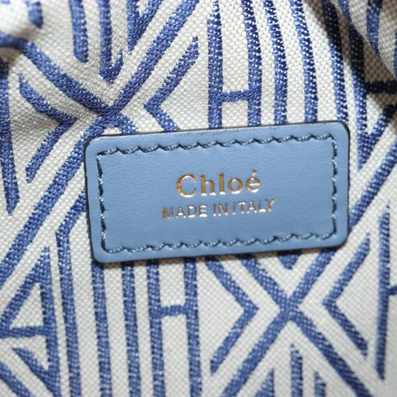 Chloe Dahlia Hand Bag Leather 2way Light Blue Gold Tone Auth BA16258V