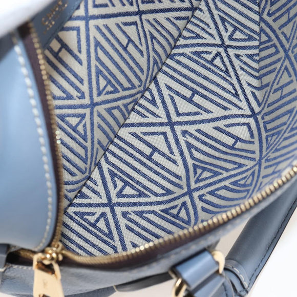 Chloe Dahlia Hand Bag Leather 2way Light Blue Gold Tone Auth BA16258V