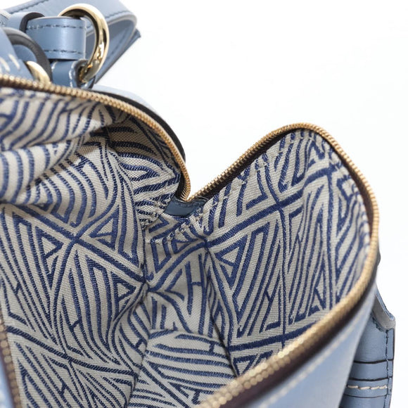 Chloe Dahlia Hand Bag Leather 2way Light Blue Gold Tone Auth BA16258V