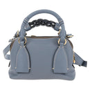 Chloe Dahlia Hand Bag Leather 2way Light Blue Gold Tone Auth BA16258V-5