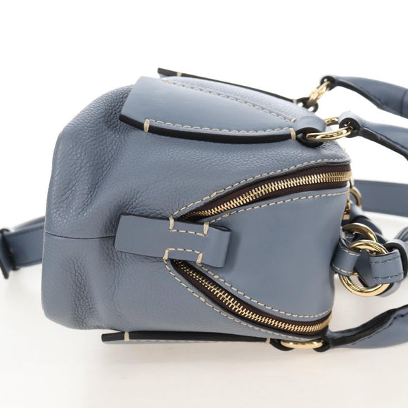 Chloe Dahlia Hand Bag Leather 2way Light Blue Gold Tone Auth BA16258V