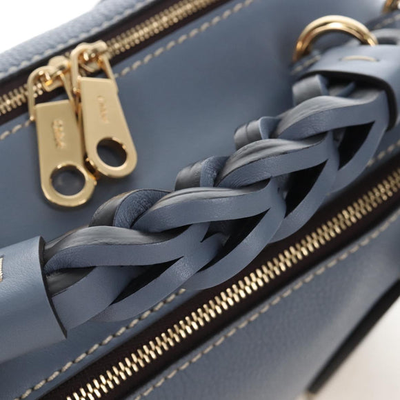 Chloe Dahlia Hand Bag Leather 2way Light Blue Gold Tone Auth BA16258V