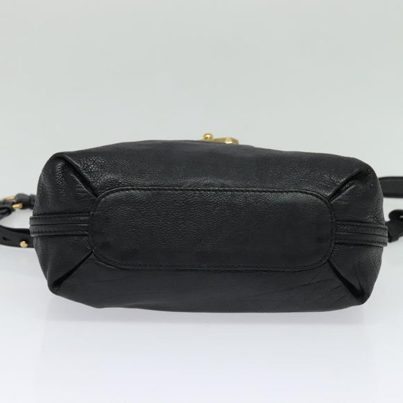 Chloe Elsie Hand Bag Leather 2way Black Gold Auth BA1626