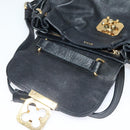 Chloe Elsie Hand Bag Leather 2way Black Gold Auth BA1626-10