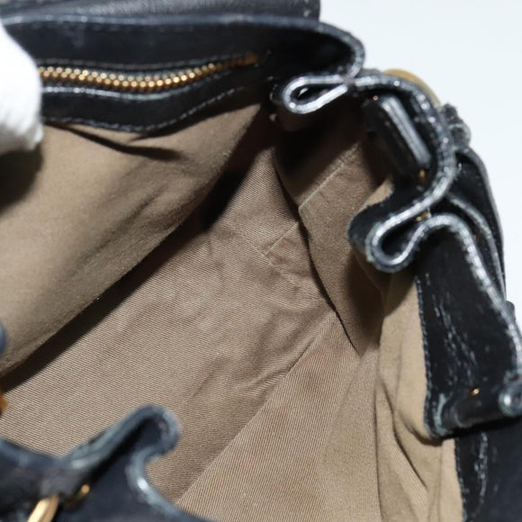 Chloe Elsie Hand Bag Leather 2way Black Gold Auth BA1626