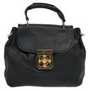 Chloe Elsie Hand Bag Leather 2way Black Gold Auth BA1626-13