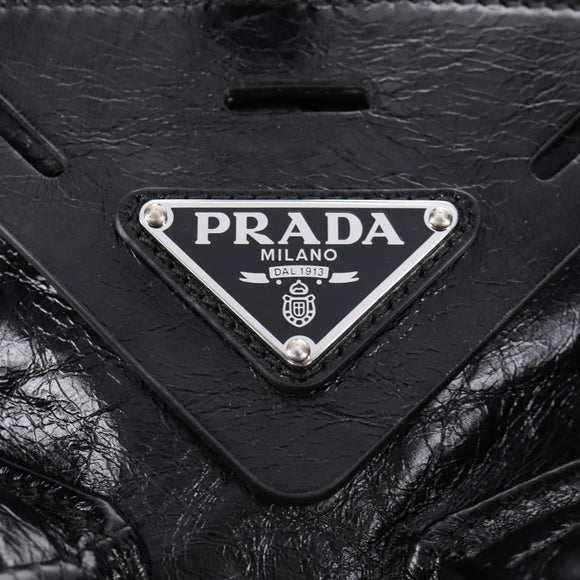 PRADA Backpack Leather 2way Black Silver Auth BA16262SAM
