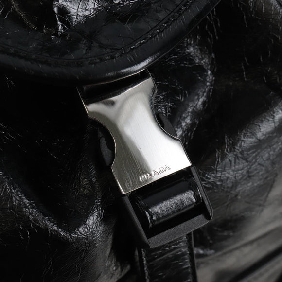 PRADA Backpack Leather 2way Black Silver Auth BA16262SAM