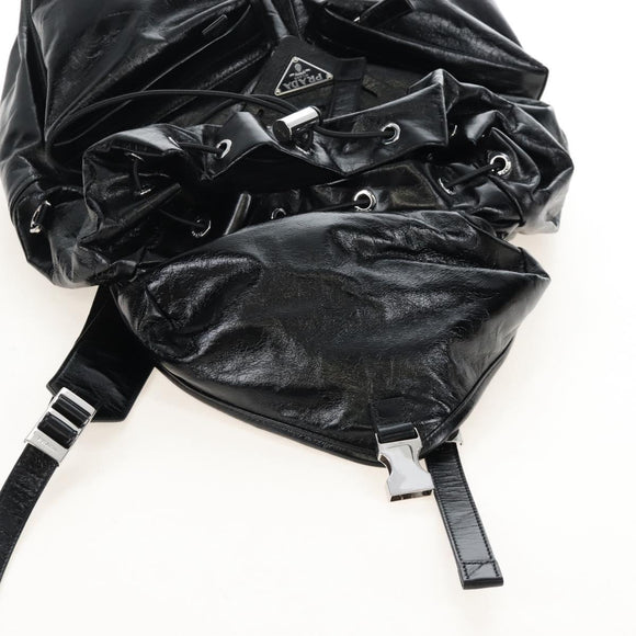 PRADA Backpack Leather 2way Black Silver Auth BA16262SAM
