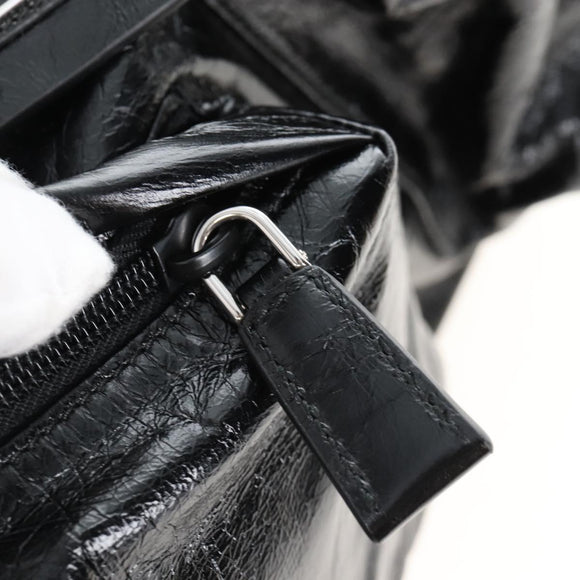 PRADA Backpack Leather 2way Black Silver Auth BA16262SAM