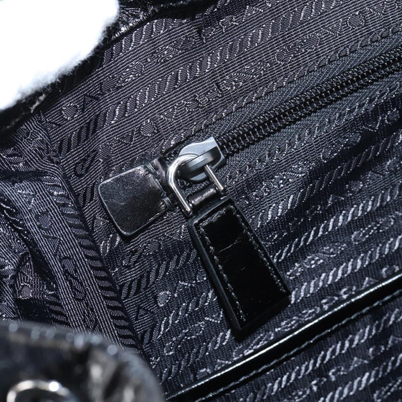 PRADA Backpack Leather 2way Black Silver Auth BA16262SAM