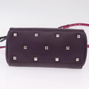 Salvatore Ferragamo Studio Bag Small Leather 2way Purple Silver Auth BA16267V-14