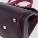Salvatore Ferragamo Studio Bag Small Leather 2way Purple Silver Auth BA16267V-16