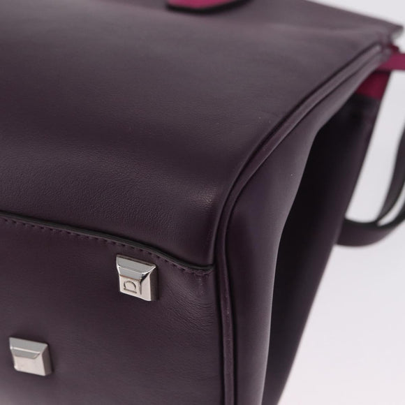 Salvatore Ferragamo Studio Bag Small Leather 2way Purple Silver Auth BA16267V