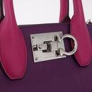 Salvatore Ferragamo Studio Bag Small Leather 2way Purple Silver Auth BA16267V-19