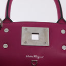 Salvatore Ferragamo Studio Bag Small Leather 2way Purple Silver Auth BA16267V-20