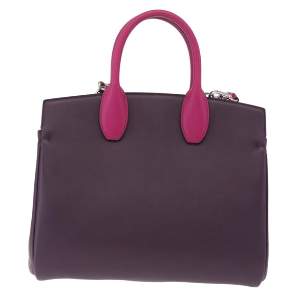 Salvatore Ferragamo Studio Bag Small Leather 2way Purple Silver Auth BA16267V