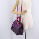 Salvatore Ferragamo Studio Bag Small Leather 2way Purple Silver Auth BA16267V-30