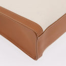 CELINE Vertical Cabas Large Hand Bag Canvas Ivory Gold Tone Auth BA16270M-10