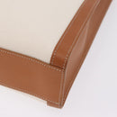 CELINE Vertical Cabas Large Hand Bag Canvas Ivory Gold Tone Auth BA16270M-11