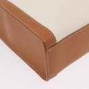 CELINE Vertical Cabas Large Hand Bag Canvas Ivory Gold Tone Auth BA16270M-12
