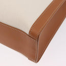 CELINE Vertical Cabas Large Hand Bag Canvas Ivory Gold Tone Auth BA16270M-13