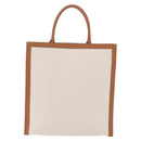 CELINE Vertical Cabas Large Hand Bag Canvas Ivory Gold Tone Auth BA16270M-3