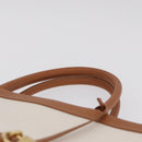 CELINE Vertical Cabas Large Hand Bag Canvas Ivory Gold Tone Auth BA16270M-8