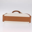 CELINE Vertical Cabas Large Hand Bag Canvas Ivory Gold Tone Auth BA16270M-9