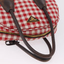 PRADA Hand Bag Canvas Red Gold Tone Auth BA16272V-10